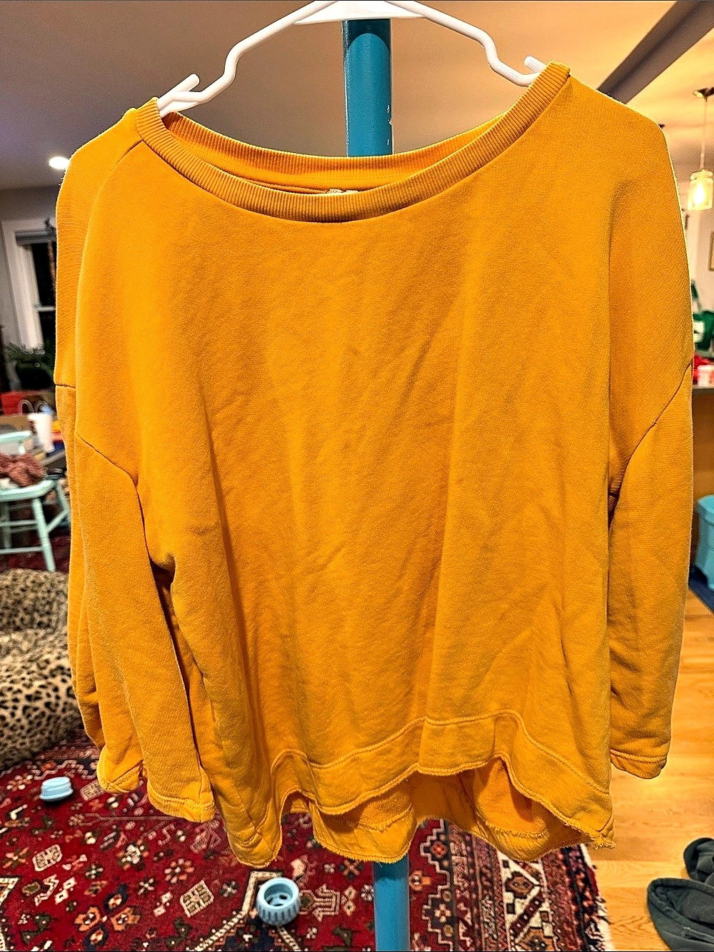 Anthropologie Scalloped Hem Top in Orange Size Large